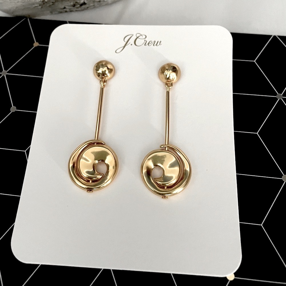 J.CREW Sculptural Spiral Drop Earrings NWT OS Burnished Gold